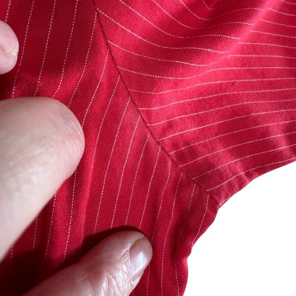 Vtg Polo Jeans Co Ralph Lauren Pinstripe Button Up Shirt Red Women's L Preppy - Picture 12 of 13